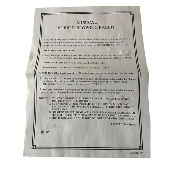 Easter Collection Musical Bubble Blowing Rabbit 80520 World Bazaars 1997 Battery - Picture 3 of 9